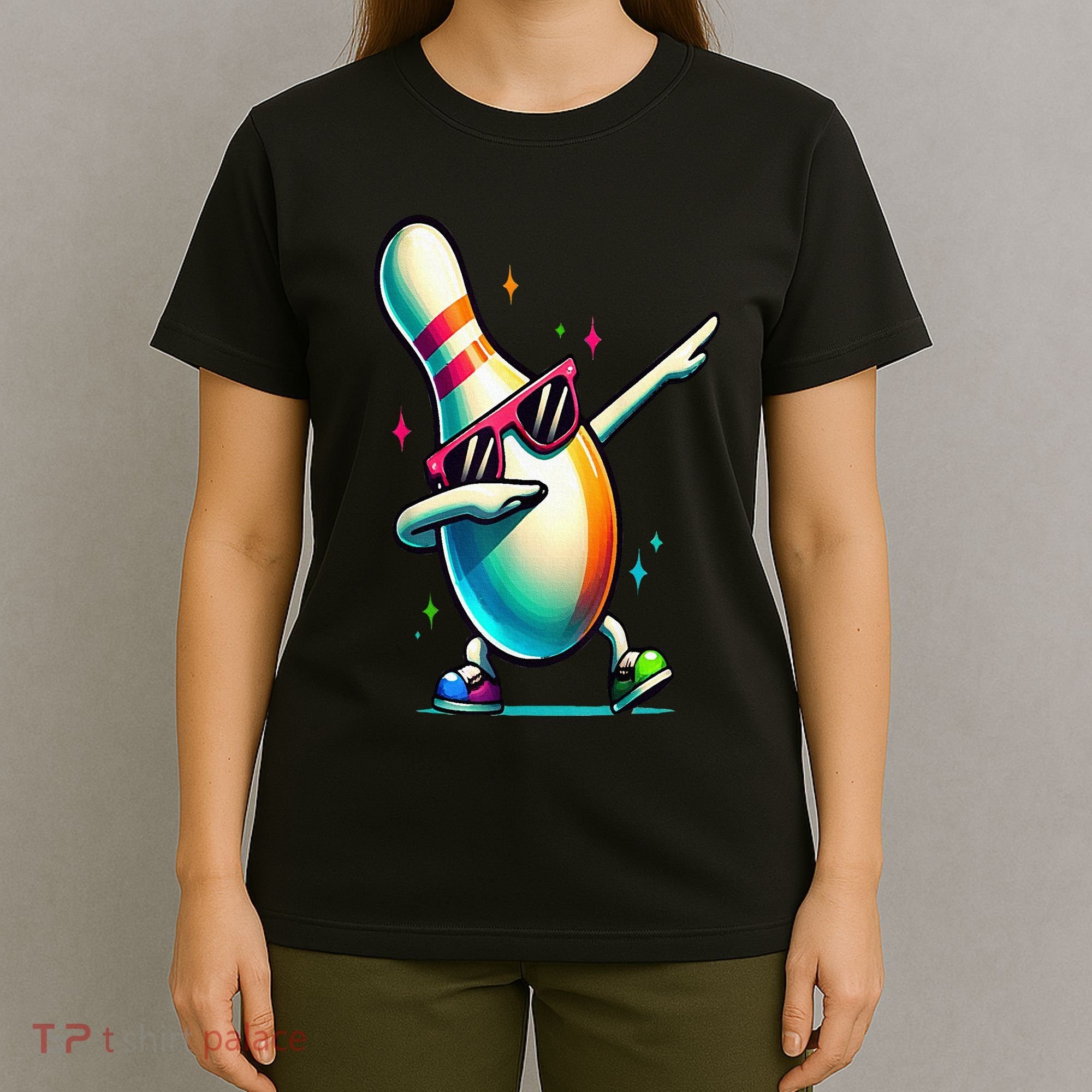 Bowling Pin Dabbing Sunglasses Bowler Player T-Shirt