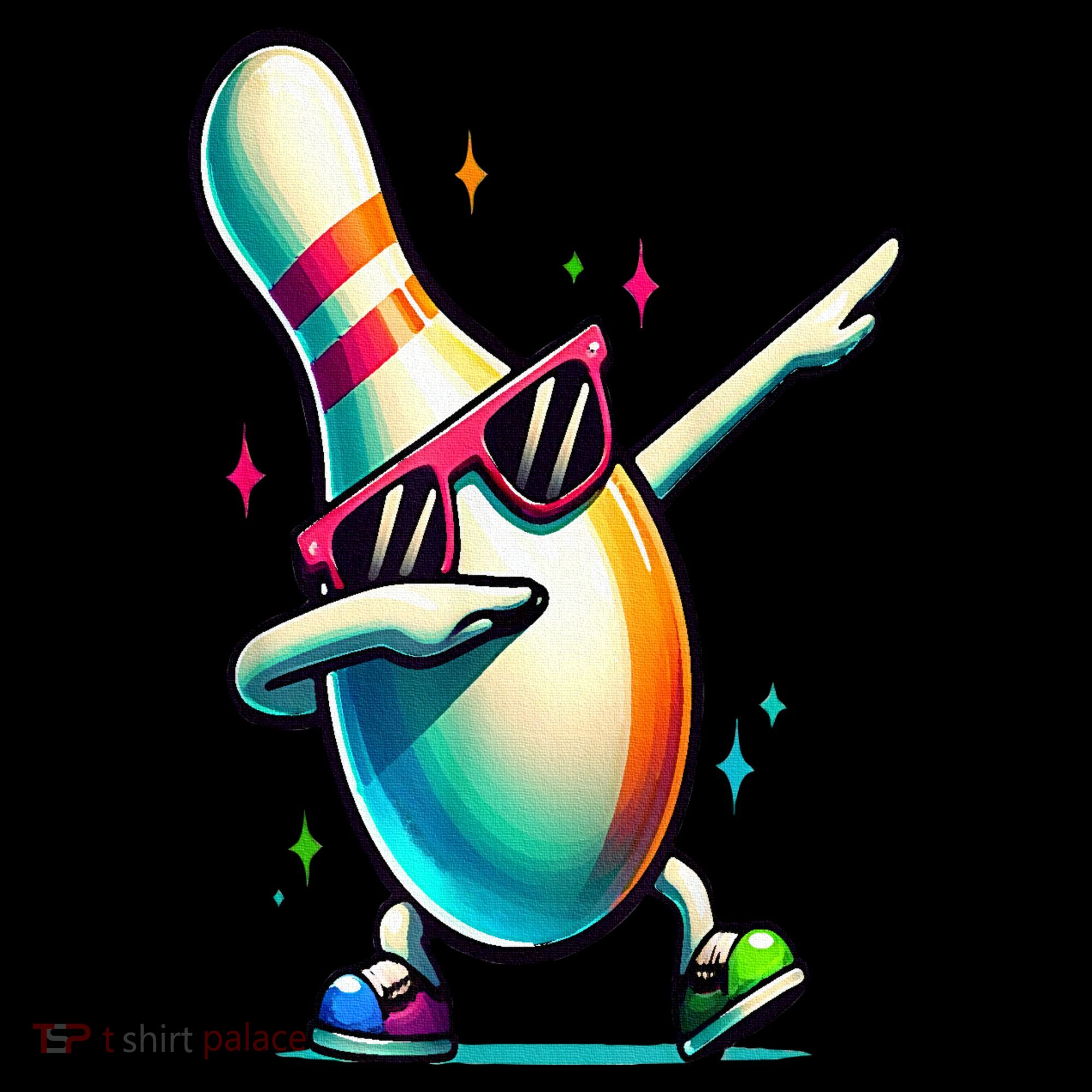 Bowling Pin Dabbing Sunglasses Bowler Player T-Shirt