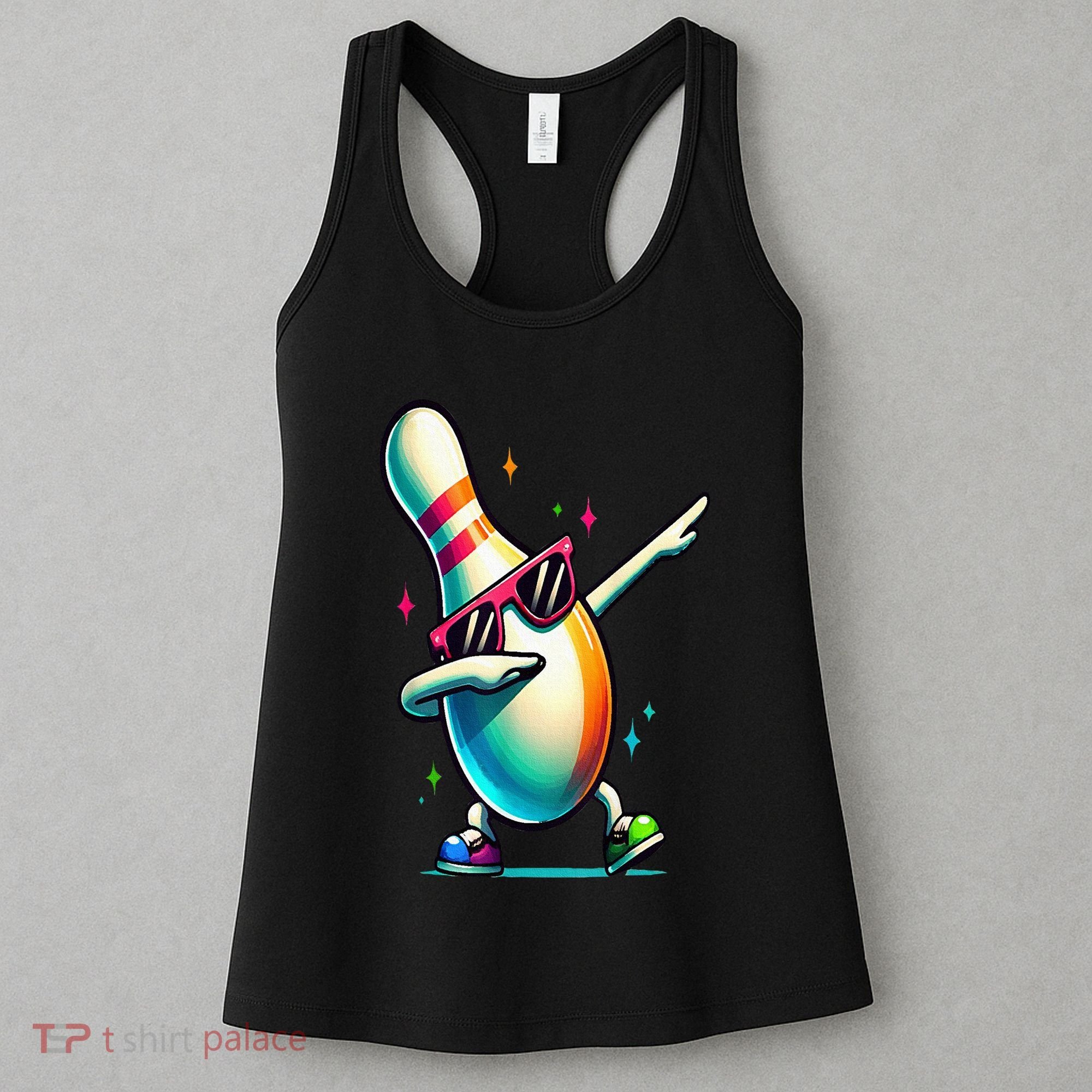 Bowling Pin Dabbing Sunglasses Bowler Player Women's Tank Top