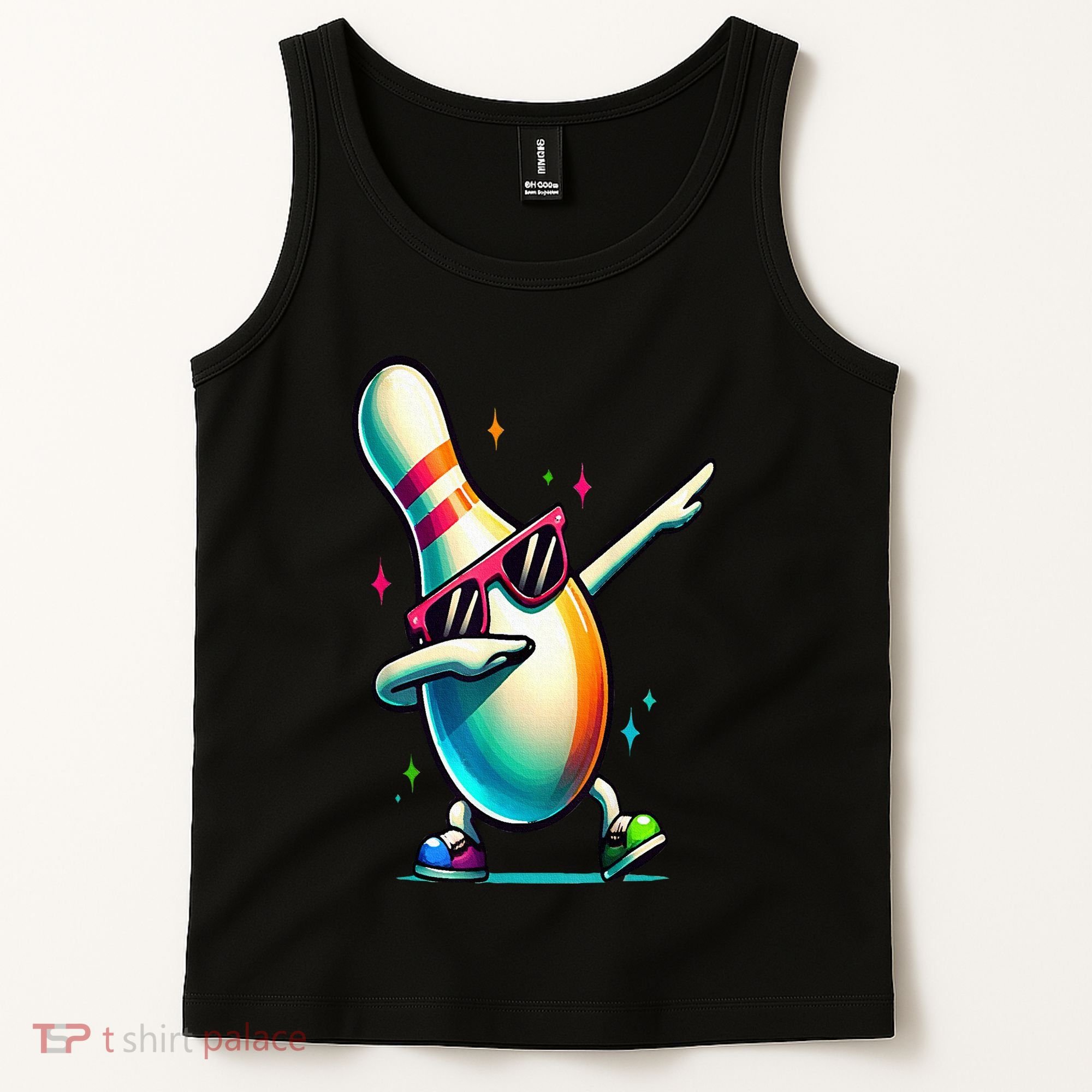 Bowling Pin Dabbing Sunglasses Bowler Player Tank Top