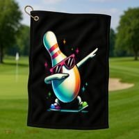 Bowling Pin Dabbing Sunglasses Bowler Player Golf Towel thumb 1