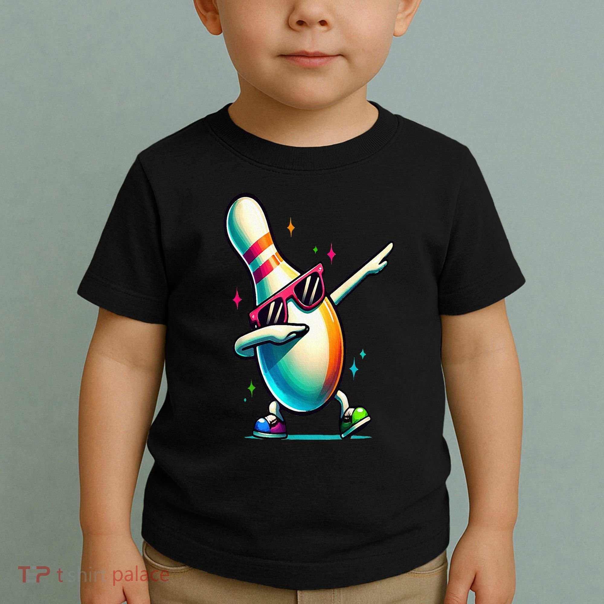 Bowling Pin Dabbing Sunglasses Bowler Player Toddler T-Shirt