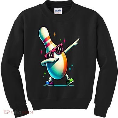Bowling Pin Dabbing Sunglasses Bowler Player Kids Sweatshirt