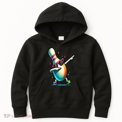 Bowling Pin Dabbing Sunglasses Bowler Player Kids Hoodie