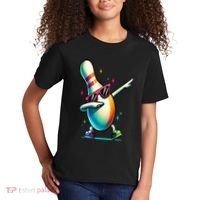 Bowling Pin Dabbing Sunglasses Bowler Player Kids T-Shirt thumb 2