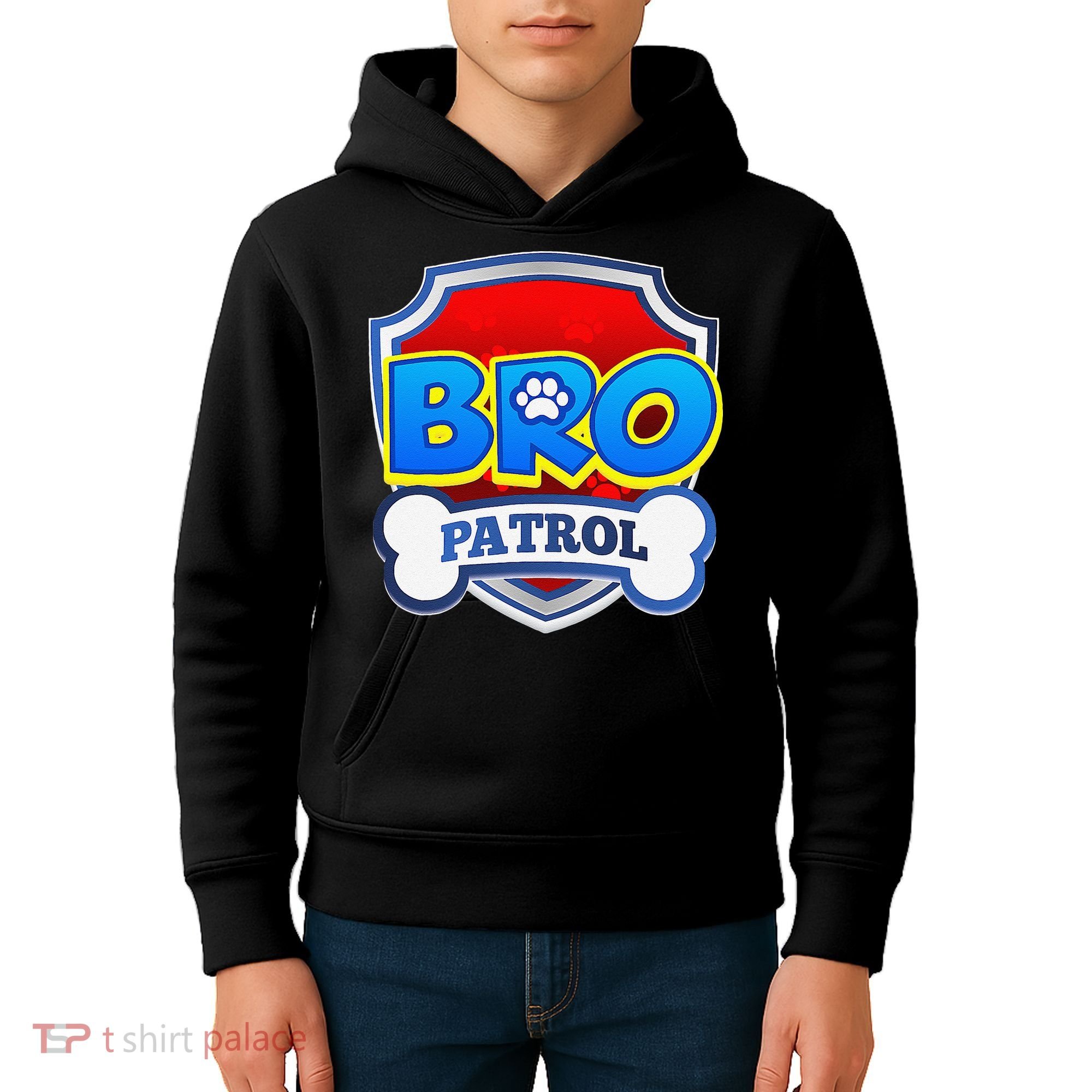 Bro Patrol Dog Funny Gift Birthday Party Kids Hoodie