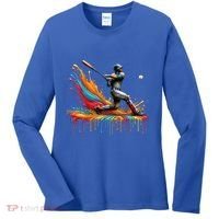 Baseball Player Drip Baseball Baseball Lover Cute Gift Women's Long Sleeve Shirt thumb 0