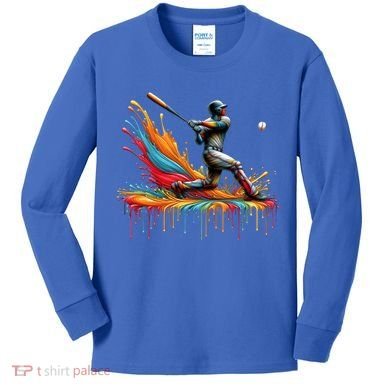 Baseball Player Drip Baseball Baseball Lover Cute Gift Kids Long Sleeve Shirt