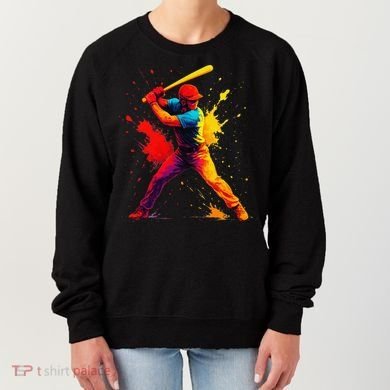 Baseball Player Drip Painting Colorful Women's Sweatshirt