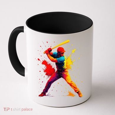 Baseball Player Drip Painting Colorful Coffee Mug
