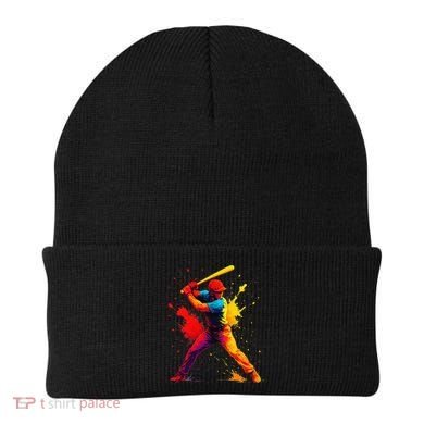 Baseball Player Drip Painting Colorful Beanie