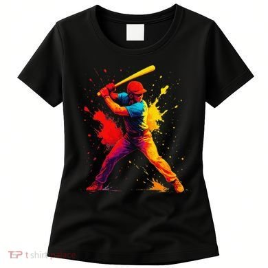 Baseball Player Drip Painting Colorful Women's T-Shirt