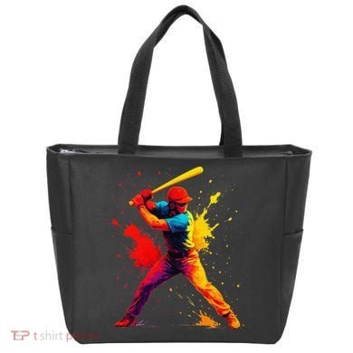 Baseball Player Drip Painting Colorful Tote Bag