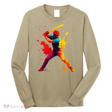 Baseball Player Drip Painting Colorful Long Sleeve Shirt