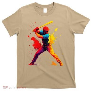 Baseball Player Drip Painting Colorful T-Shirt