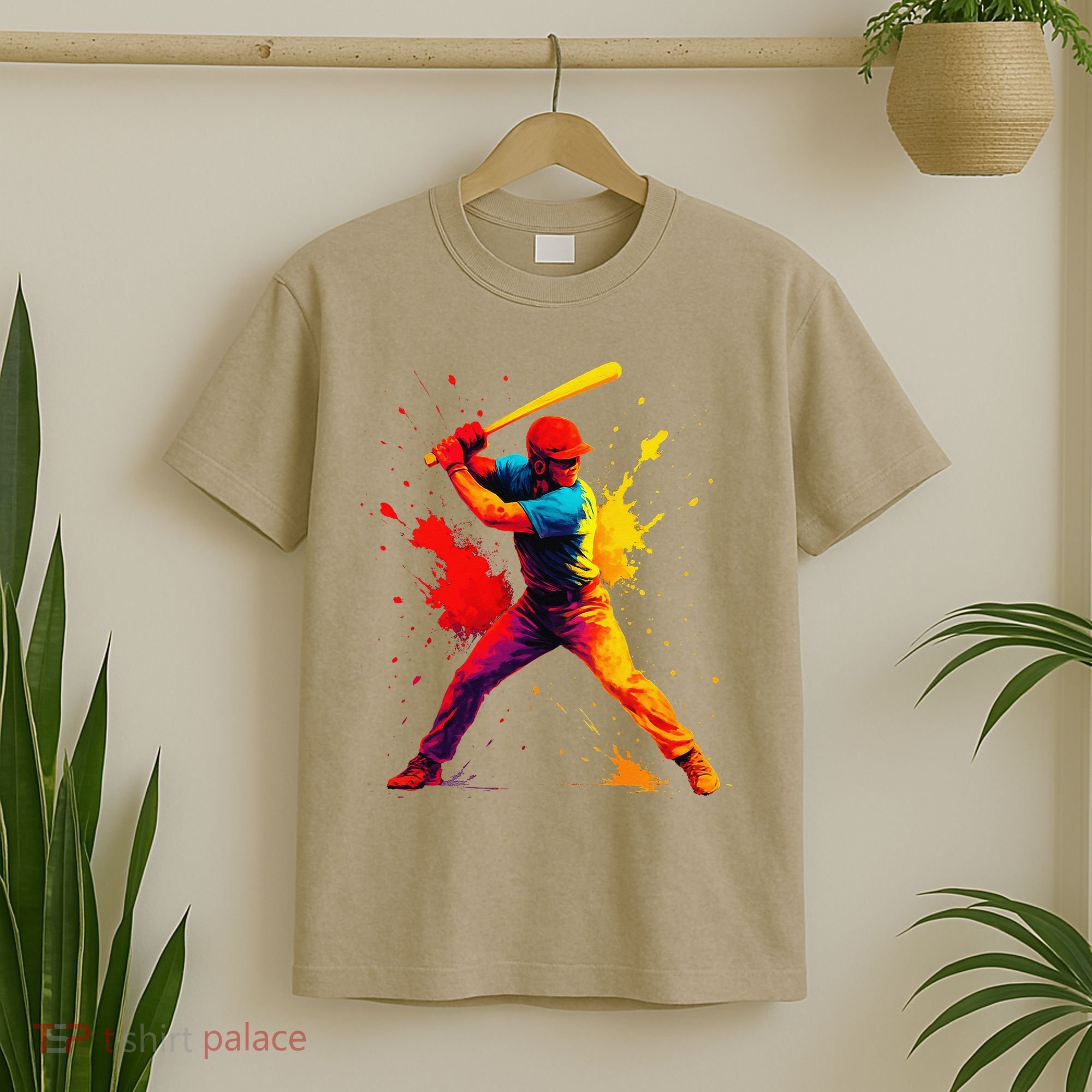 Baseball Player Drip Painting Colorful T-Shirt