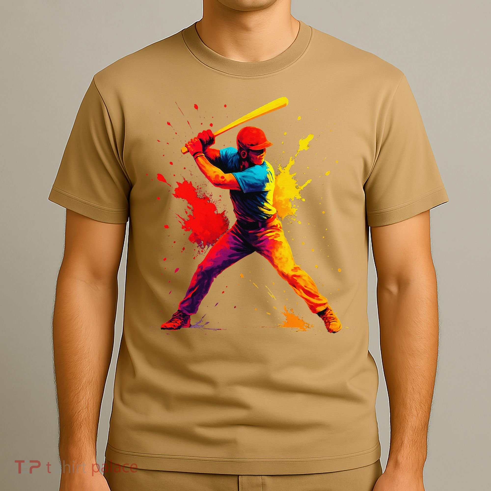 Baseball Player Drip Painting Colorful T-Shirt