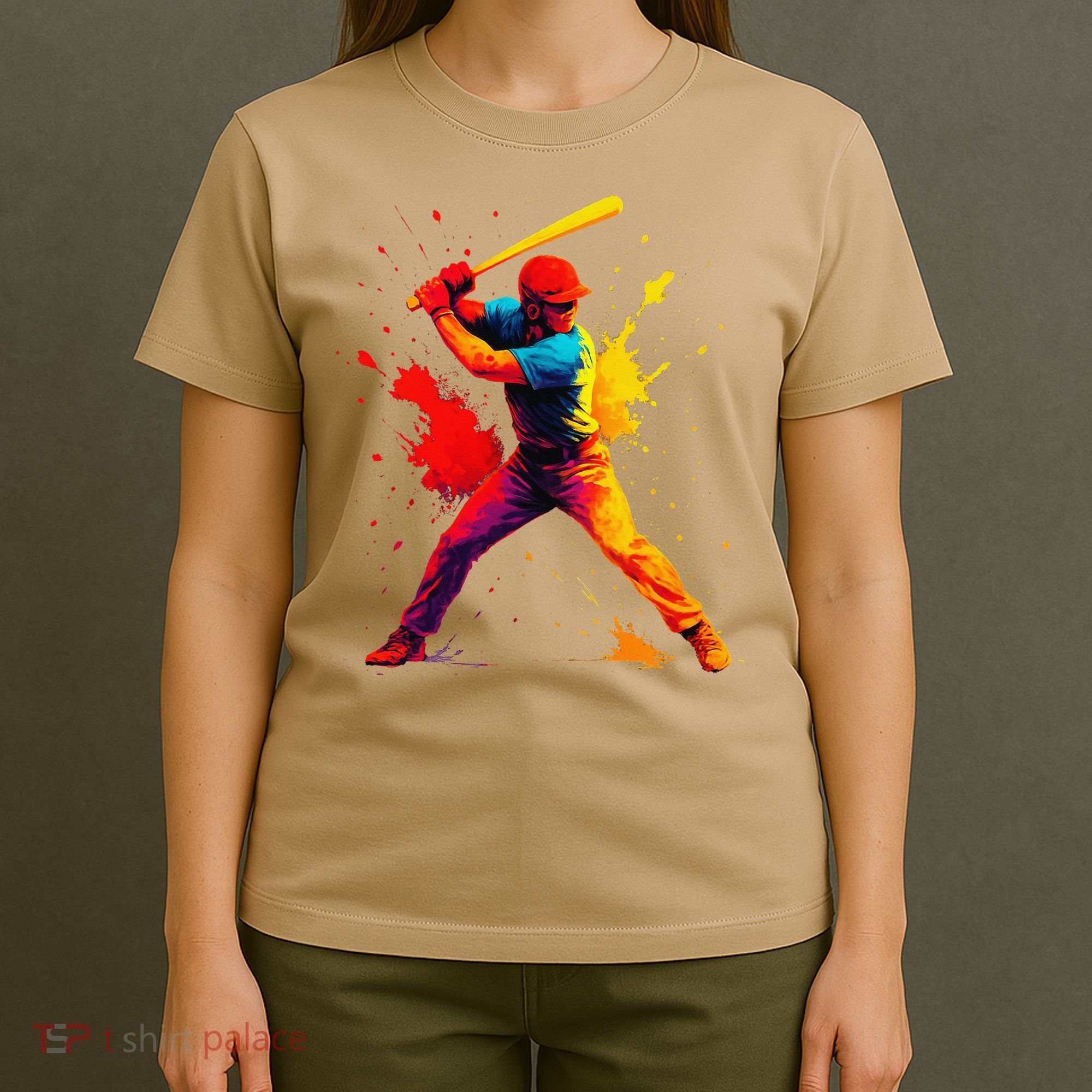 Baseball Player Drip Painting Colorful T-Shirt