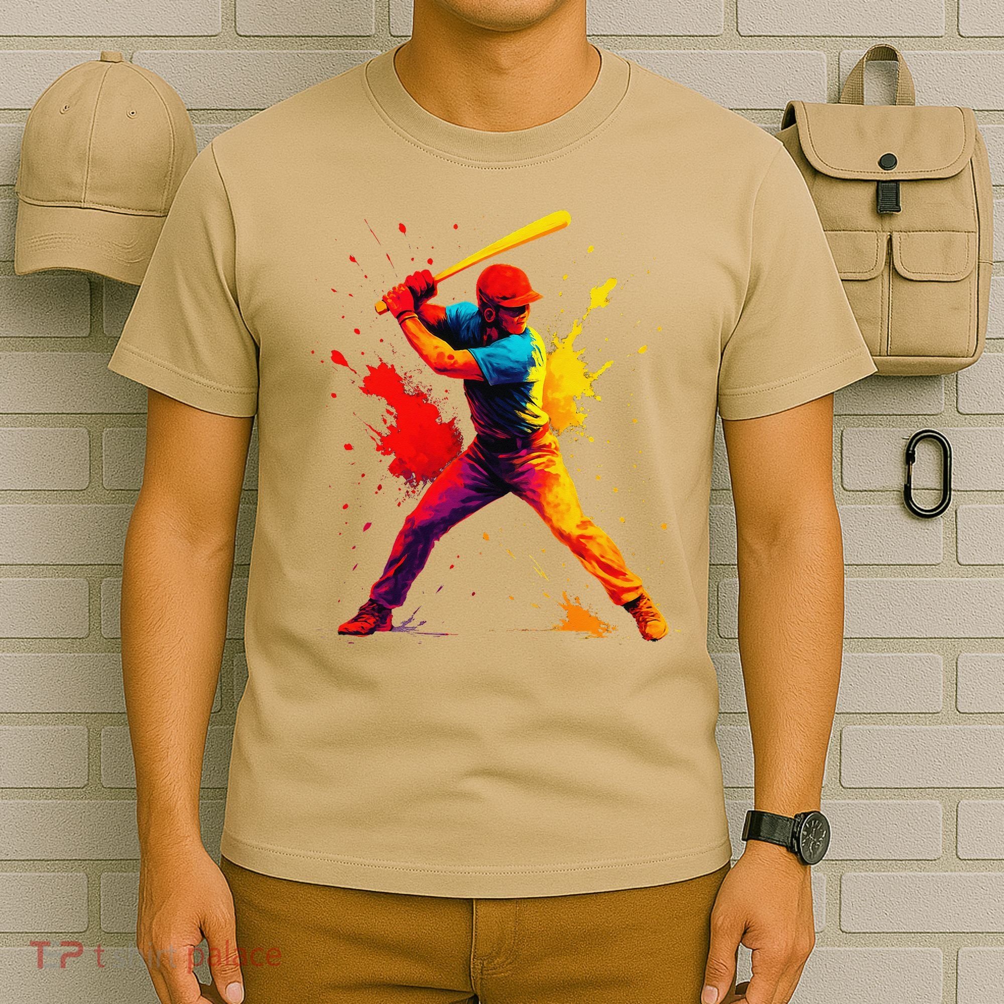 Baseball Player Drip Painting Colorful T-Shirt