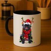 Black Pug Dog Tree Christmas Lights Xmas Pajama Coffee Mug thumb 4