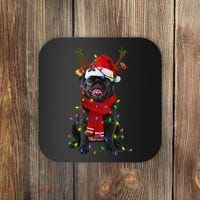 Black Pug Dog Tree Christmas Lights Xmas Pajama Coaster thumb 0