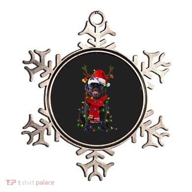 Black Pug Dog Tree Christmas Lights Xmas Pajama Ornament