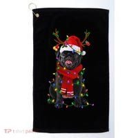 Black Pug Dog Tree Christmas Lights Xmas Pajama Golf Towel thumb 0
