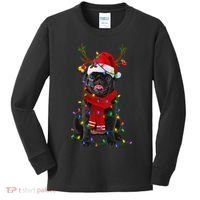Black Pug Dog Tree Christmas Lights Xmas Pajama Kids Long Sleeve Shirt thumb 0
