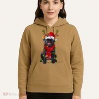 Black Pug Dog Tree Christmas Lights Xmas Pajama Hoodie thumb 5