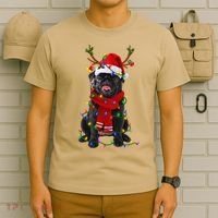 Black Pug Dog Tree Christmas Lights Xmas Pajama T-Shirt thumb 6