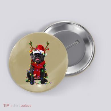 Black Pug Dog Tree Christmas Lights Xmas Pajama Button