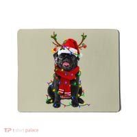 Black Pug Dog Tree Christmas Lights Xmas Pajama Mousepad thumb 0