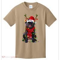 Black Pug Dog Tree Christmas Lights Xmas Pajama Kids T-Shirt thumb 0
