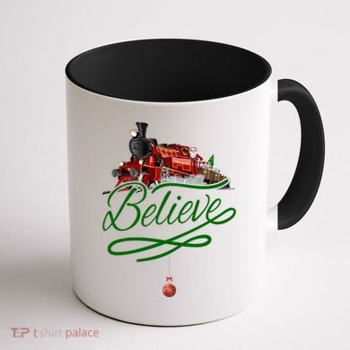 Believe Polar Express Christmas Holiday Train Coffee Mug back
