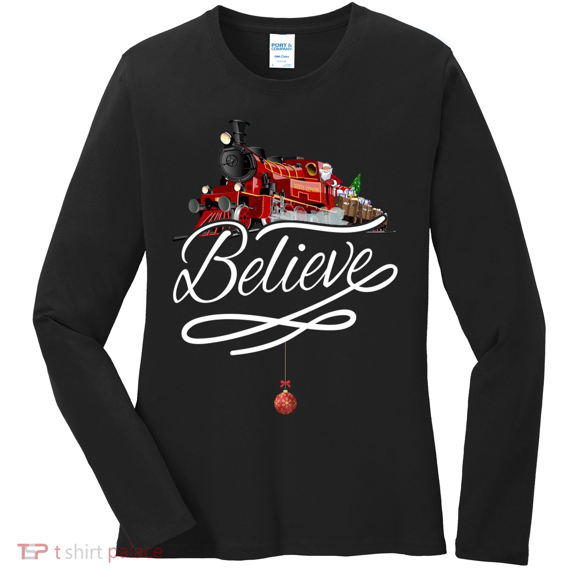 Believe Polar Express Christmas Holiday Train Women's Long Sleeve Shirt
