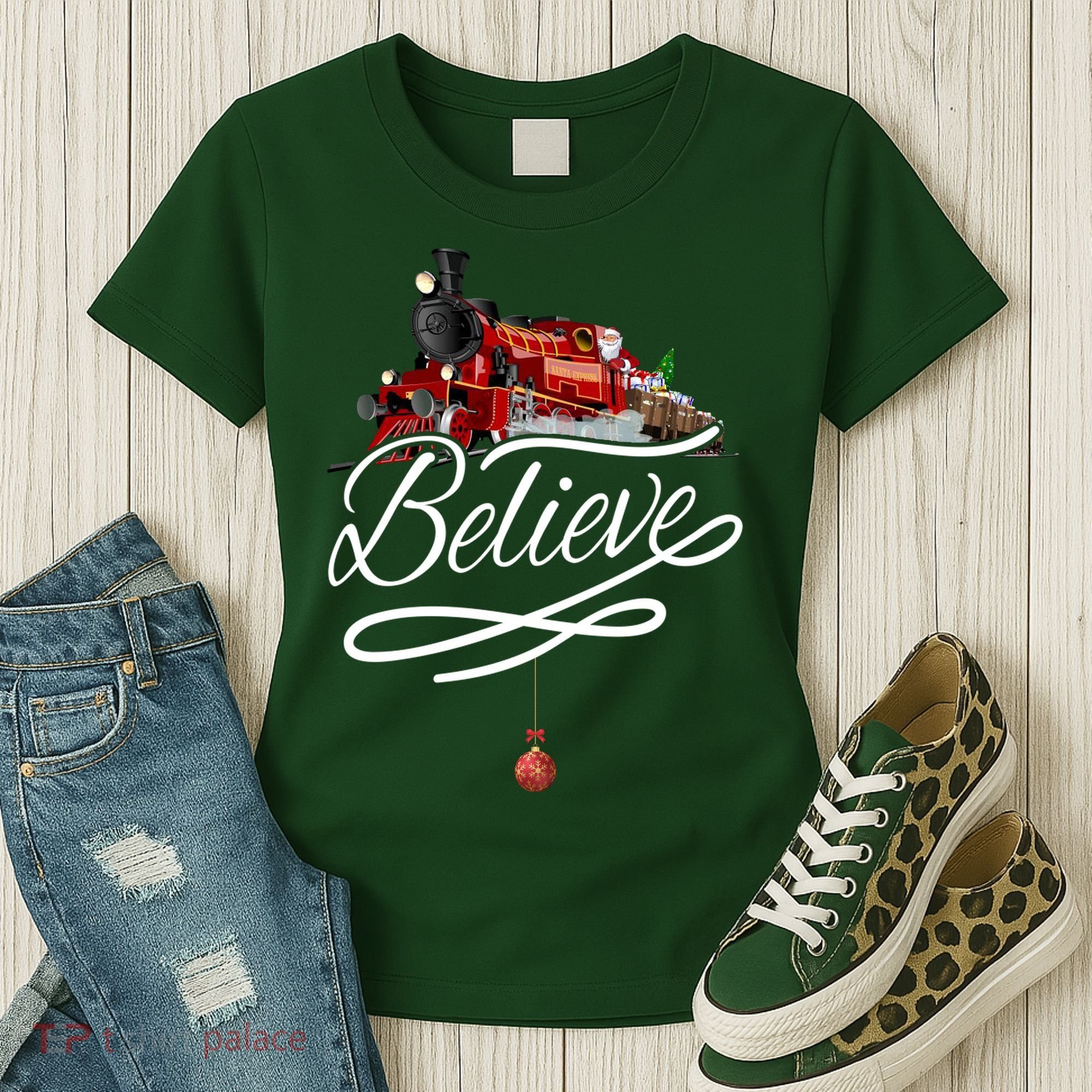 Believe Polar Express Christmas Holiday Train Women's T-Shirt