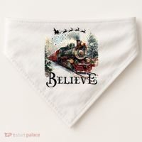 Believe Polar Express Christmas Train USA-Made Doggie Bandana thumb 0