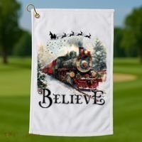 Believe Polar Express Christmas Train Golf Towel thumb 1
