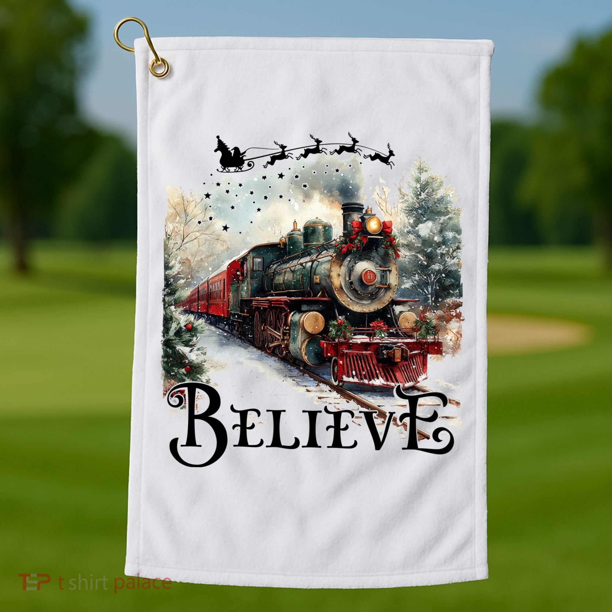 Believe Polar Express Christmas Train Golf Towel