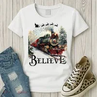 Believe Polar Express Christmas Train Women's T-Shirt thumb 3