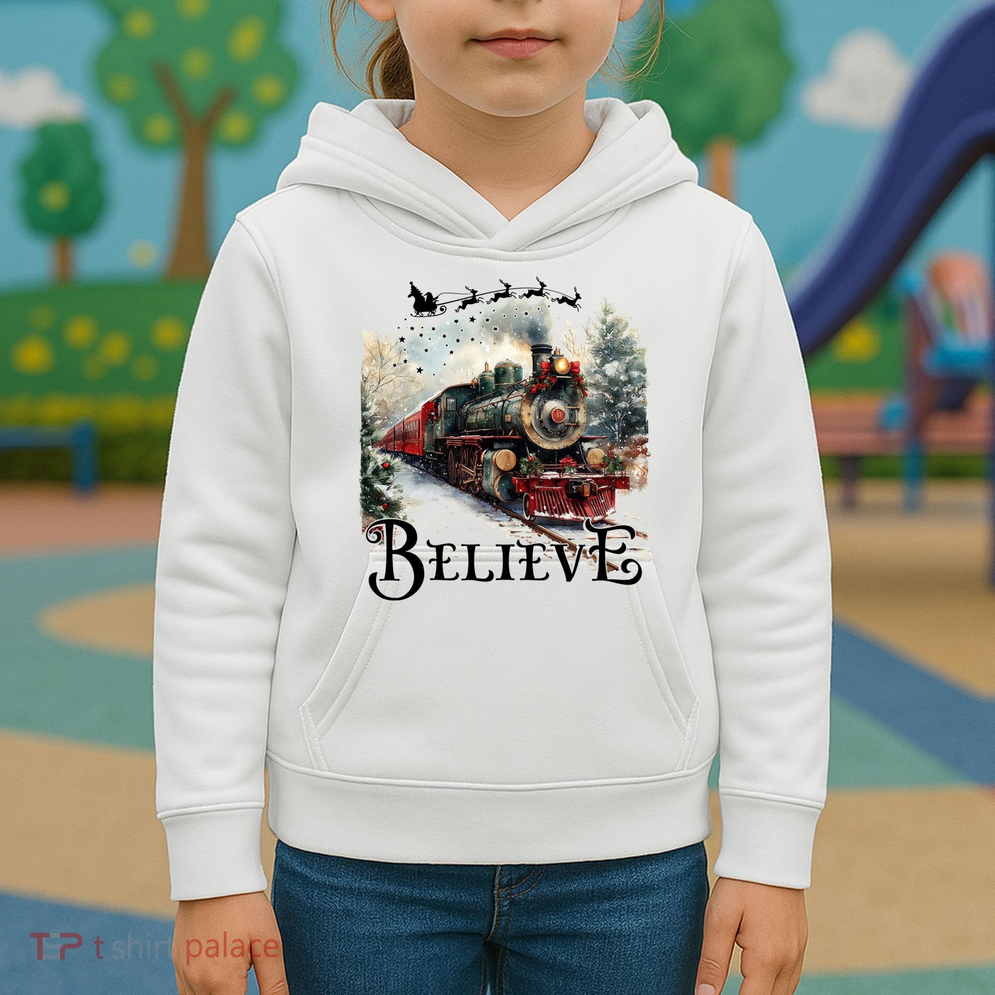 Believe Polar Express Christmas Train Kids Hoodie