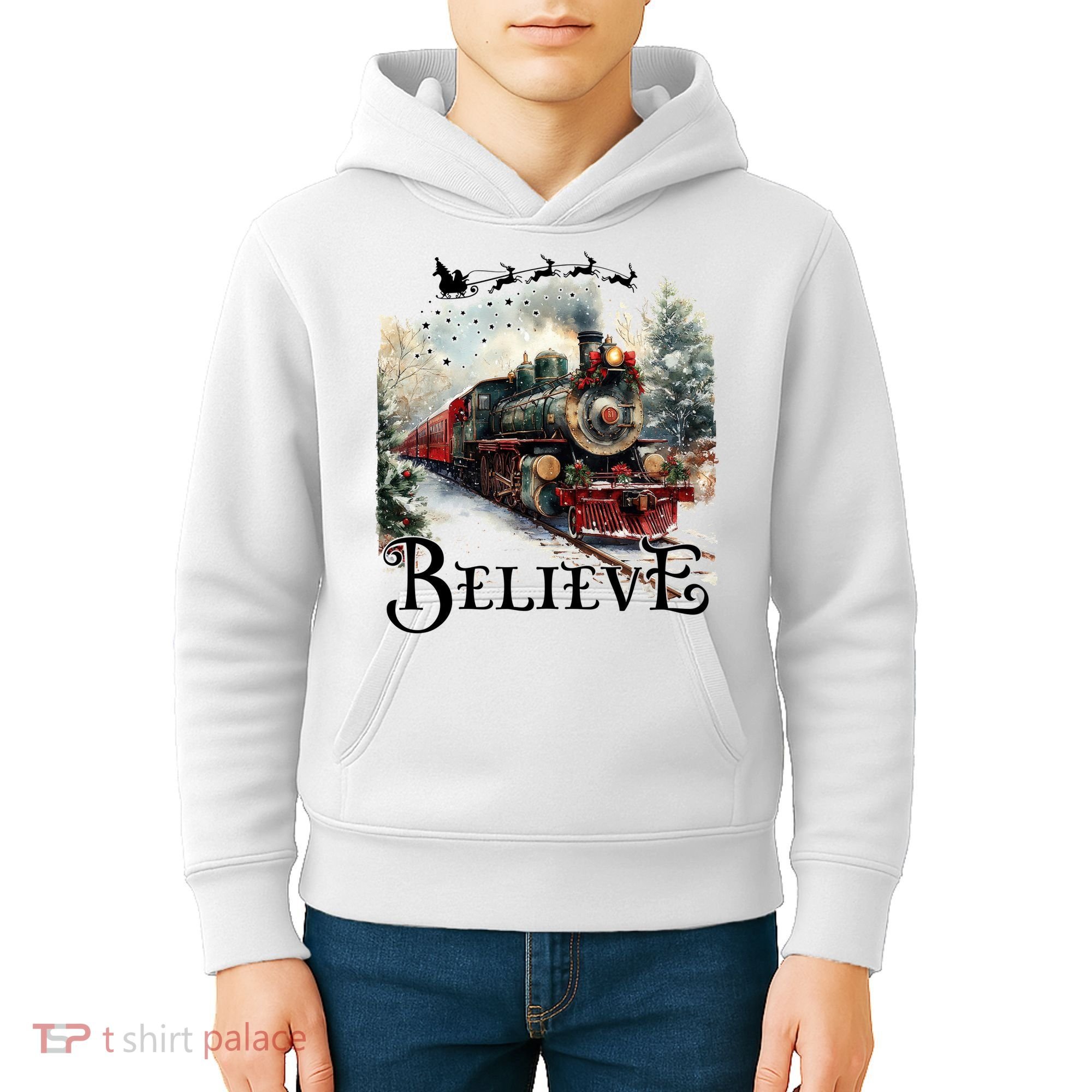 Believe Polar Express Christmas Train Kids Hoodie