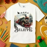 Believe Polar Express Christmas Train Kids T-Shirt thumb 3