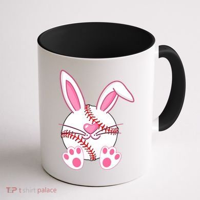 Baseball Player Easter Bunny Ears Easter Day Gift Coffee Mug back