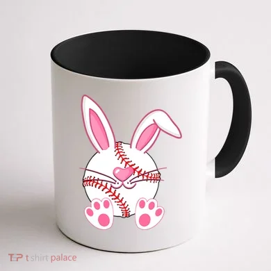 Baseball Player Easter Bunny Ears Easter Day Gift Coffee Mug back