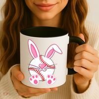 Baseball Player Easter Bunny Ears Easter Day Gift Coffee Mug thumb 3