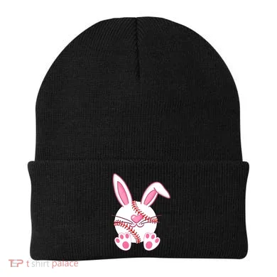 Baseball Player Easter Bunny Ears Easter Day Gift Beanie