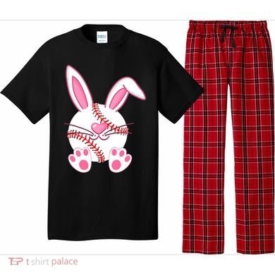 Baseball Player Easter Bunny Ears Easter Day Gift Pajama Set