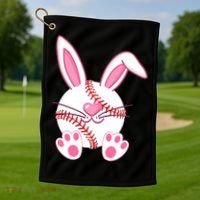 Baseball Player Easter Bunny Ears Easter Day Gift Golf Towel thumb 1