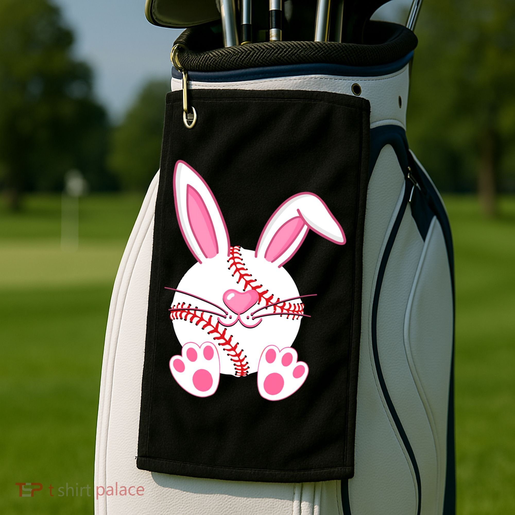 Baseball Player Easter Bunny Ears Easter Day Gift Golf Towel